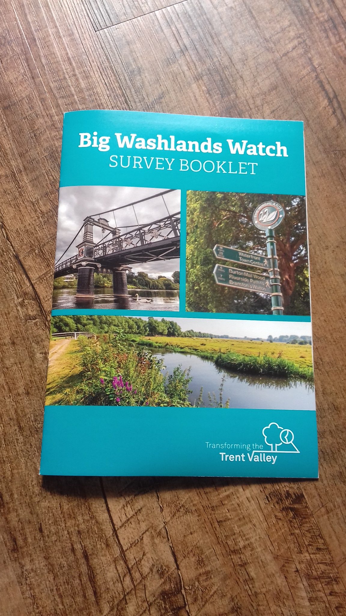 A blue booklet, titled 'Big Washlands Watch Survey Booklet'
